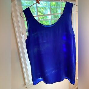 Vintage Cobalt Blue Silk Scoop Neck Tank Top